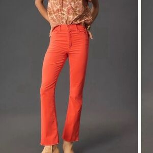 MOTHER- The Hustler Ankle Fray Hopscotch Red Orange Size 33